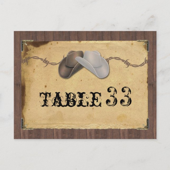 Postal Gorras rústicos de vaqueros de campo con número de (Anverso)