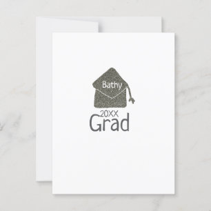 Postal Gorrito de graduación plateado brillo agregar nomb