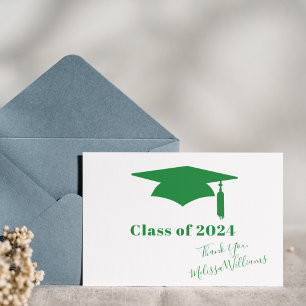 Postal Gorrito de graduación verde - Agradecimiento de gr