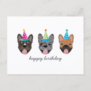 Postal Gorros de fiesta de cumpleaños para Bulldog Francé
