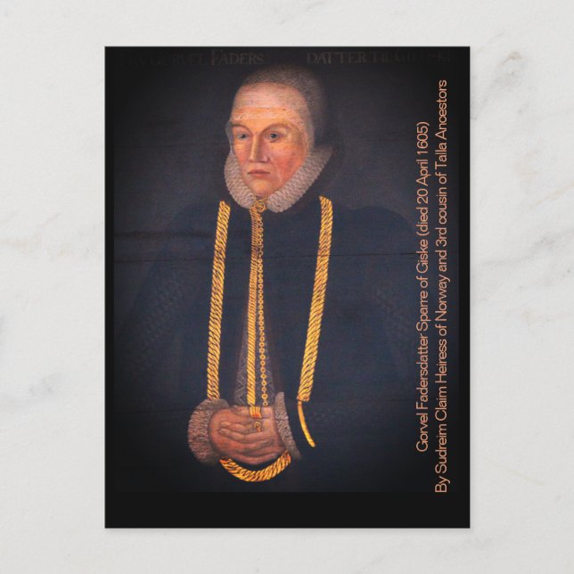 Postal Gorvel Fadersdatter Sparre de Giske (murió en 1605 (Anverso)