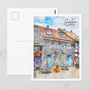 Postal Goslar Alemania Travel Place Watercolor