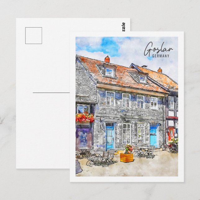 Postal Goslar Alemania Travel Place Watercolor (Anverso / Reverso)