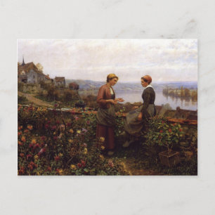 Postal "Gossiping" de Daniel Ridgway Knight
