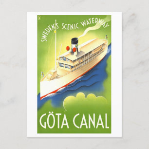 Postal Gota Canal Suecia Viajes de época
