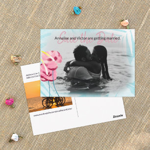 Postal Gotas tropicales de color rosa de Aqua en la tarje