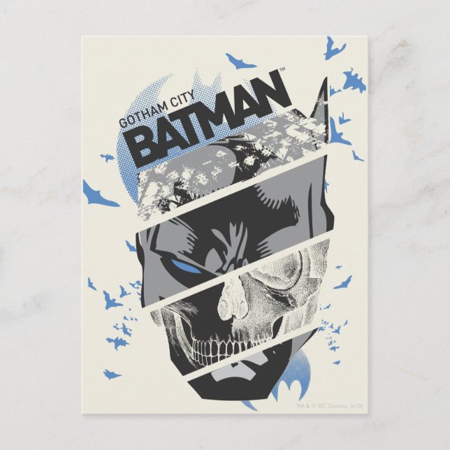 Postal Gotham City Batman Skull Collage (Anverso)