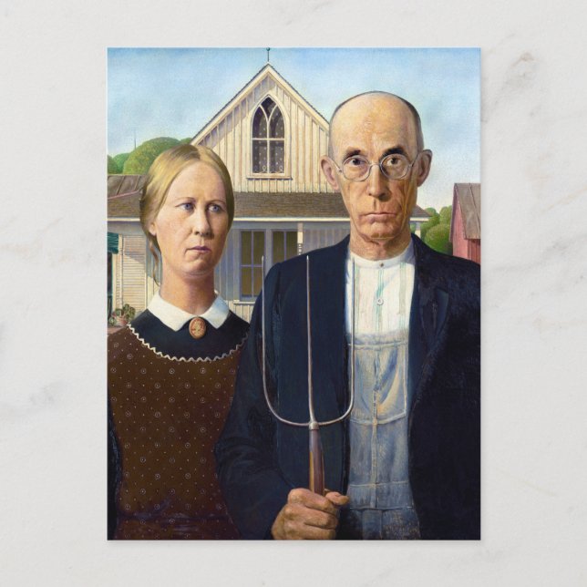 Postal Gothic Americano de Grant Wood  (Anverso)