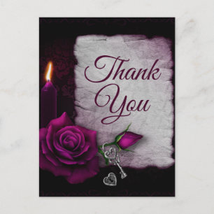 Postal Gothic Rose, Candle y Locket Party Gracias