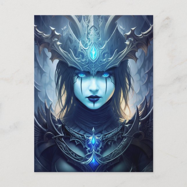 Postal Gótica Dark Fantasy Litch Reina (Anverso)