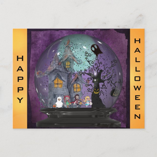 Postal gótica gótica de Halloween con fantasía (Anverso)