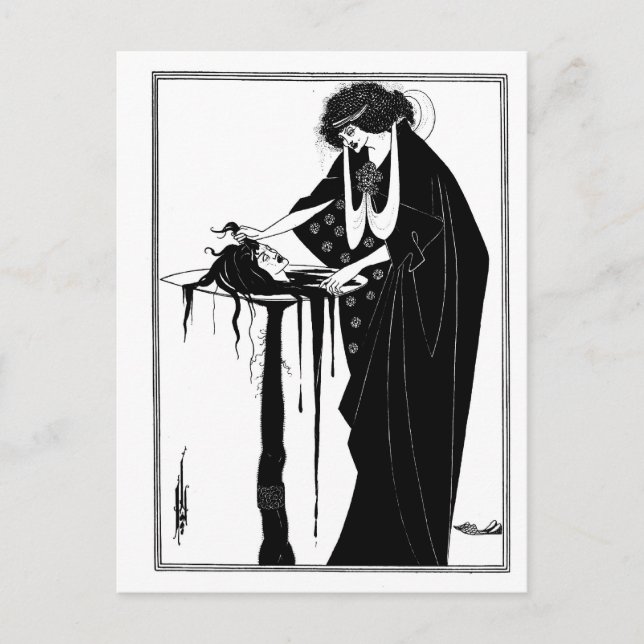 Postal Gótico blanco y negro arte gótico nouveau Salome (Anverso)