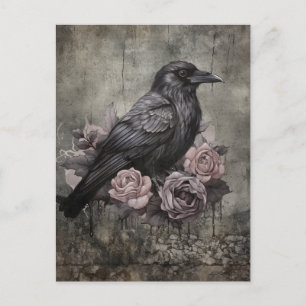 Postal Gótico Cuervo Dark Academia Melancólico