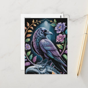 Postal Gótico Cuervo Dark Academia Místico