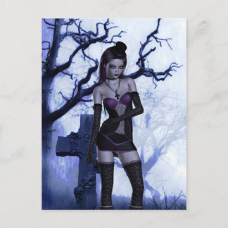 Postal Gótico del Cementerio Lolita Fantasía Firmado Mini