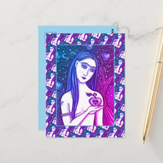 POSTAL GÓTICO EVE, LADO OSCURO DE EDEN, APPLE Y SERPENT (Anverso/Reverso In Situ)