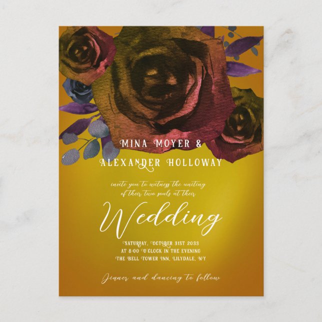 Postal Gótico moderno Rosas oscuros QRC (Anverso)