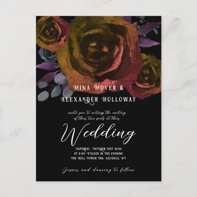 Postal Gótico moderno Rosas oscuros QRC (Anverso)