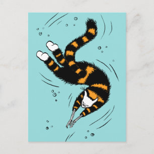 Postal Gótico Pastel Natación Cat Skeleton
