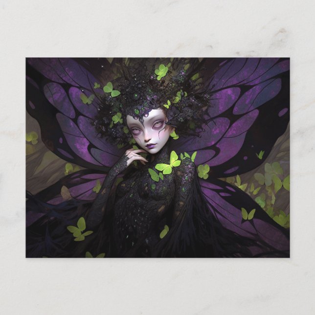 Postal Gótico Purple Fairy Chica Fantasy Art (Anverso)
