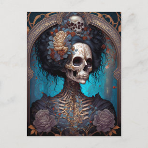 Postal Gótico Skeleton Skull Mujer Gótica