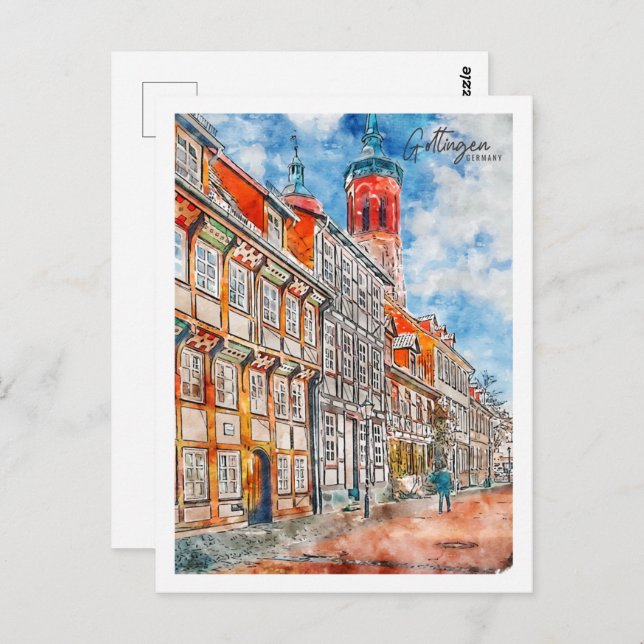 Postal Gottingen Alemania Travel Place Watercolor (Anverso / Reverso)