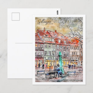 Postal Gottingen Alemania Travel Place Watercolor