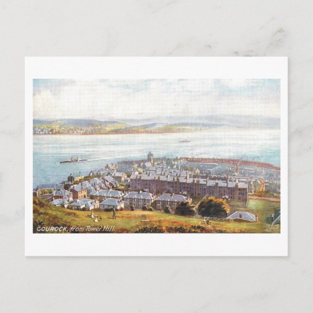 Postal Gourock antiguo desde Tower Hill, Escocia (Anverso)