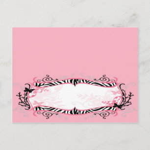 Postal Grabable Place Card Girly Butterfly Zebra Print