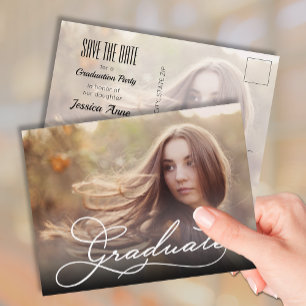 Postal Grabación blanca GRADUATE Photo Save the Date