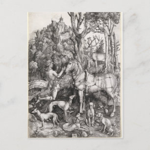 Postal Grabación de Saint Eustace por Albrecht Durer