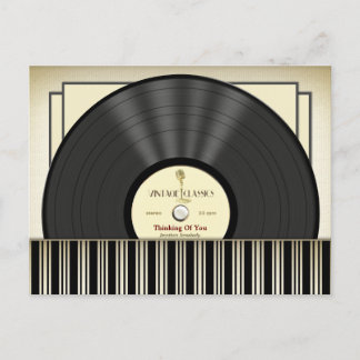 Postal Grabación de vinilo de micrófono de vintage person