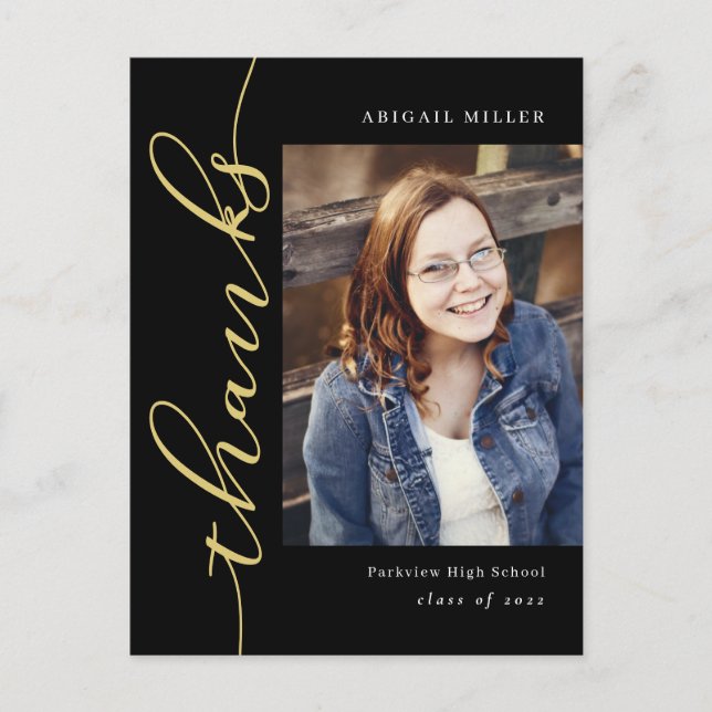 Postal Grabación lateral Color editable Gracias Postcard (Anverso)