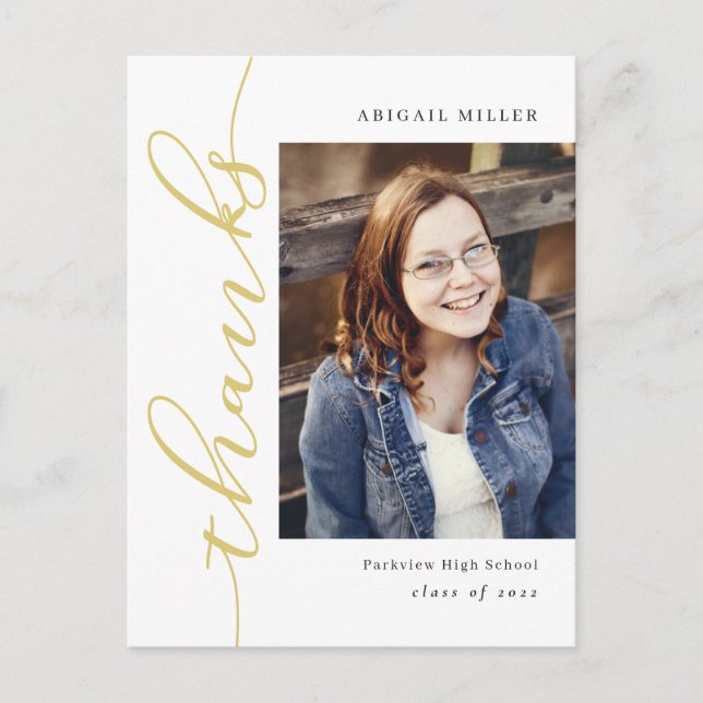 Postal Grabación lateral Color editable Gracias Postcard (Anverso)