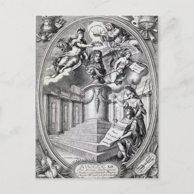 Postal Grabado descriptivo a Gottfried Finger, 1688 (Anverso)