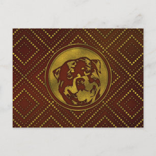 Postal Grabado en relieve dorado decorativo - Rottweiler
