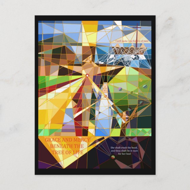 Postal Grace y Mercy Tree of Life Christian art (Anverso)