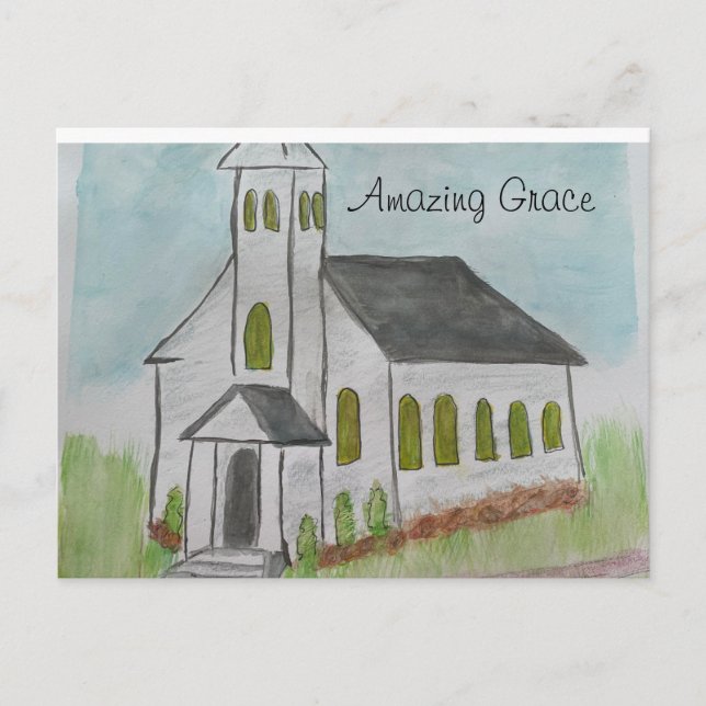 Postal Gracia asombrosa de la iglesia- Impresión pintada  (Anverso)