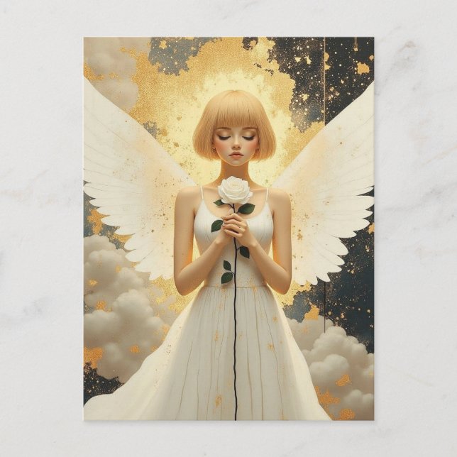 Postal Gracia Celestial | Ángel Hermoso y Rosa  (Anverso)