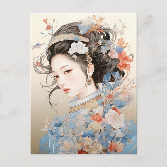 Postal Gracia en las mujeres chinas tradicionales (Anverso)