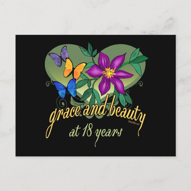 Postal Gracia y belleza a los 18 años (Anverso)
