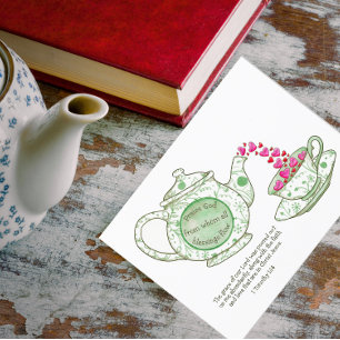 Postal Gracia y bendiciones de Teapot Inspiradoras