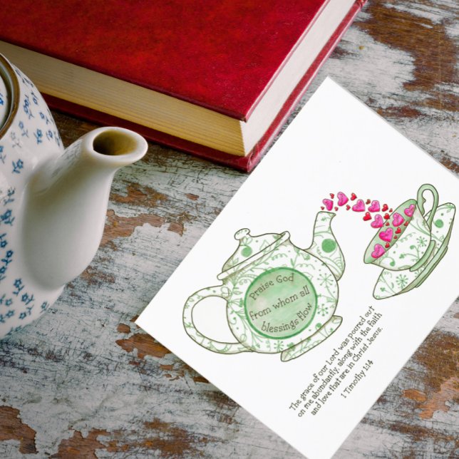 Postal Gracia y bendiciones de Teapot Inspiradoras (Subido por el creador)