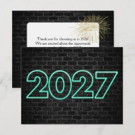 Postal Gracias 2027Letrero de neón de Año Nuevo