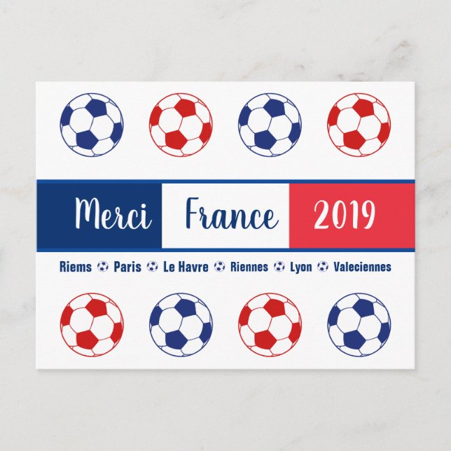 Postal Gracias a France Women's Soccer Balls Social (Anverso)