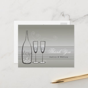Postal Gracias A La Boda De Plata Champagne Bubbly Stylis