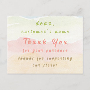 Postal gracias a la carta tema pastel