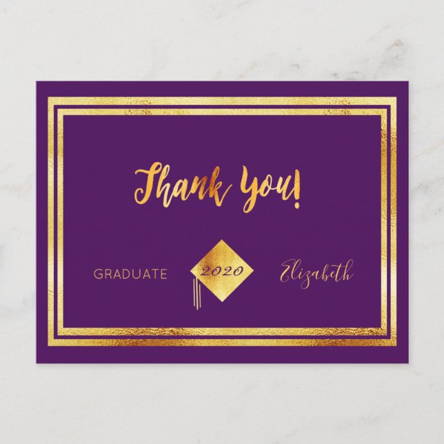 Postal Gracias a la graduación de oro morado (Anverso)