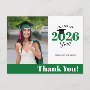 Postal Gracias a la graduación moderna de fotos verdes