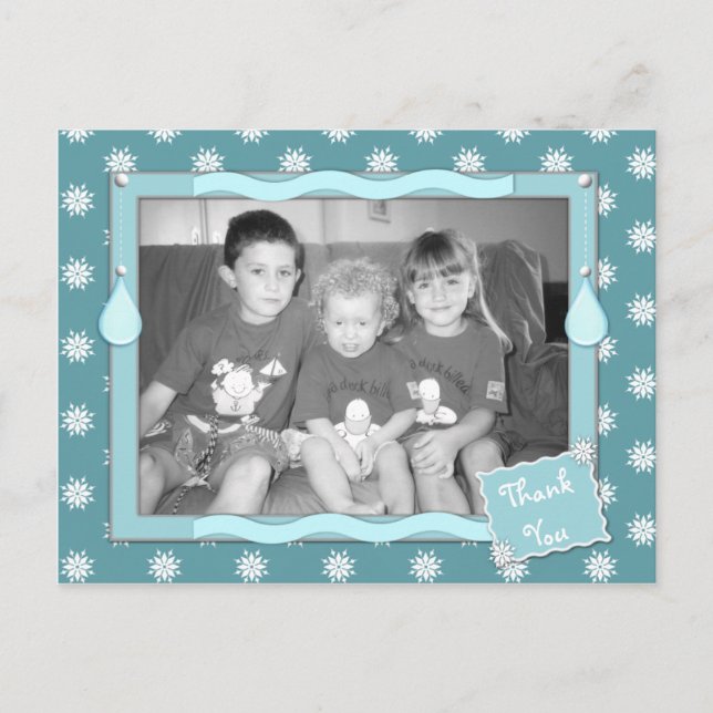 Postal Gracias a los Navidades por regalos azules con cop (Anverso)